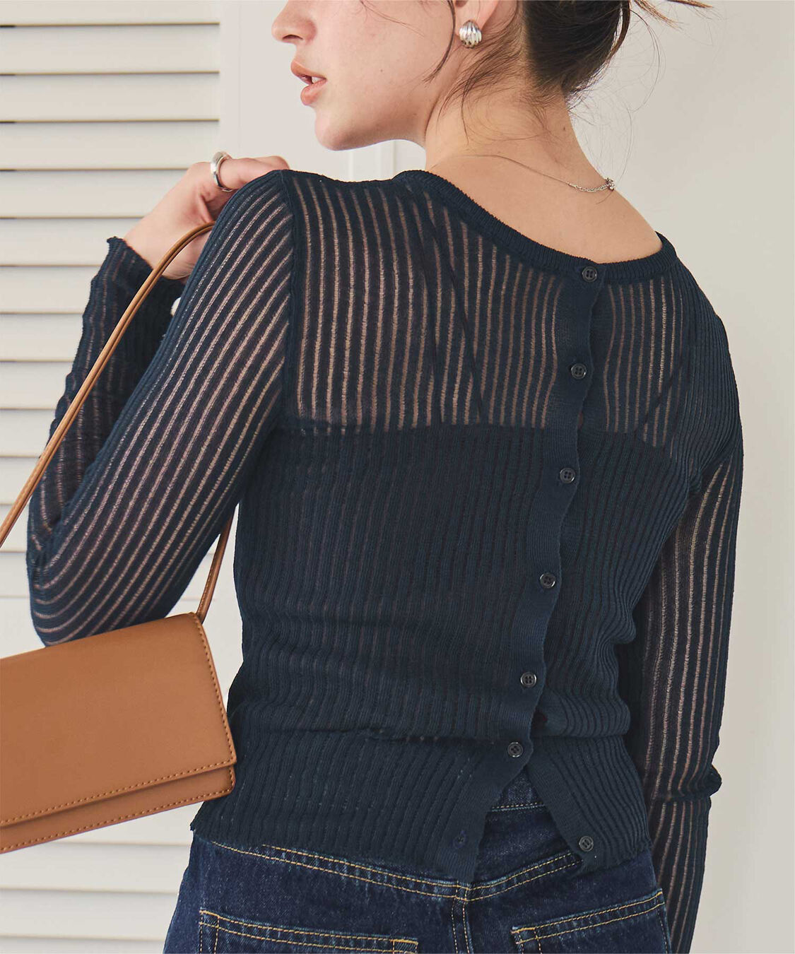 titivate「前後2wayウォッシャブルリブシアーニットカーディガン」|カーディガン|