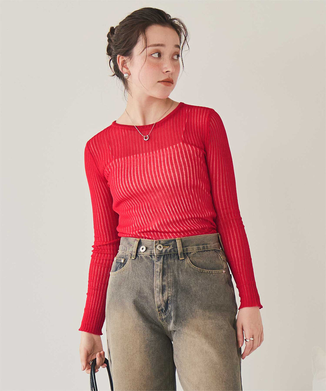 titivate「前後2wayウォッシャブルリブシアーニットカーディガン」|カーディガン|