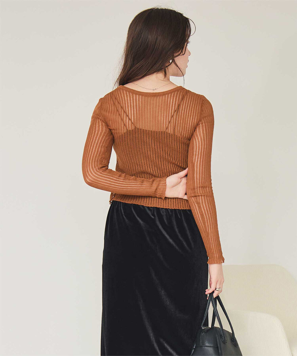 titivate「前後2wayウォッシャブルリブシアーニットカーディガン」|カーディガン|