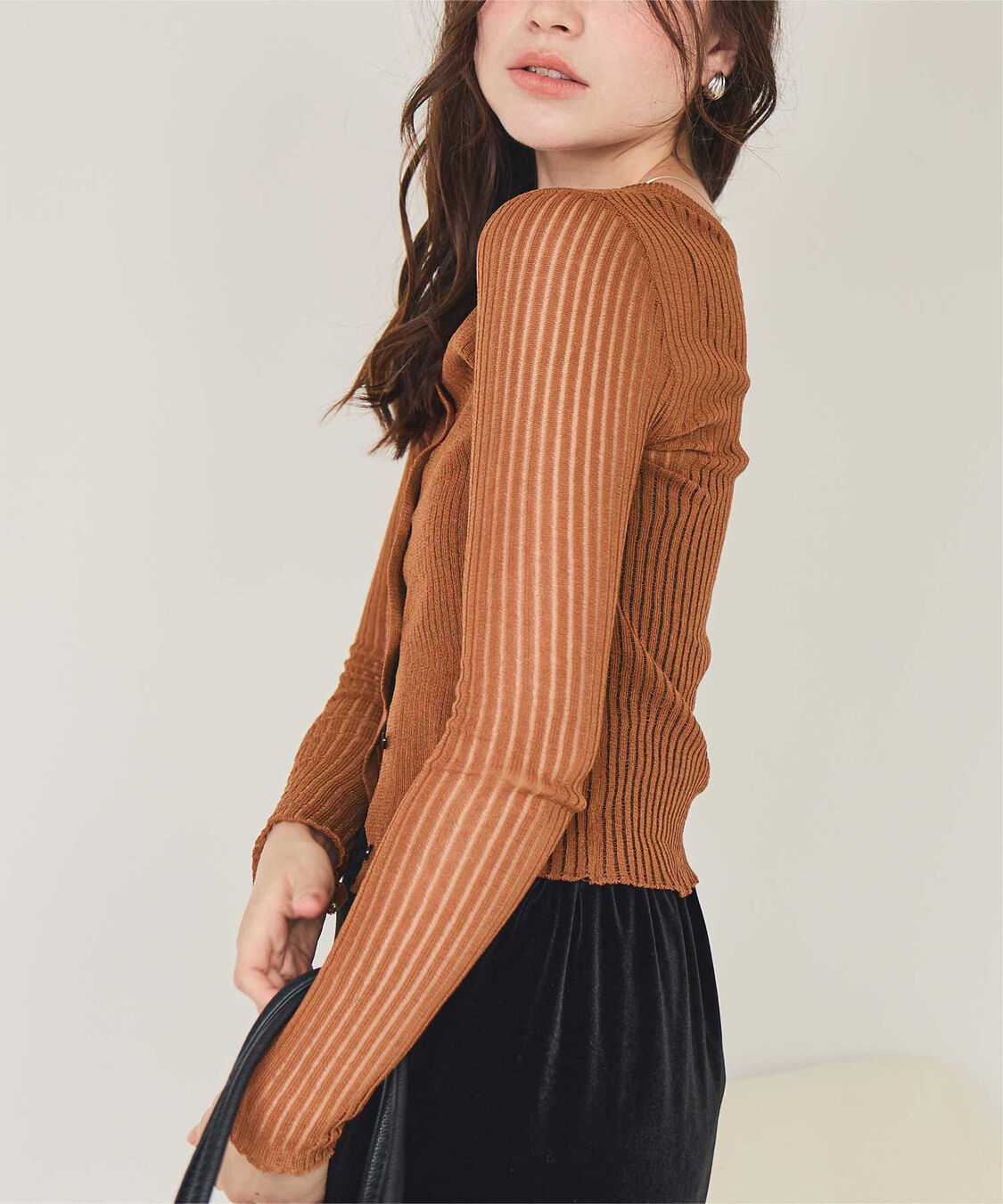 titivate「前後2wayウォッシャブルリブシアーニットカーディガン」|カーディガン|