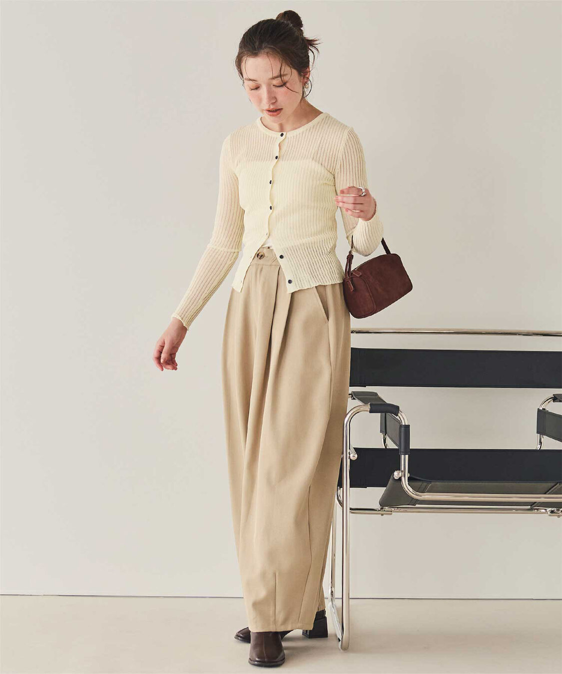 titivate「前後2wayウォッシャブルリブシアーニットカーディガン」|カーディガン|