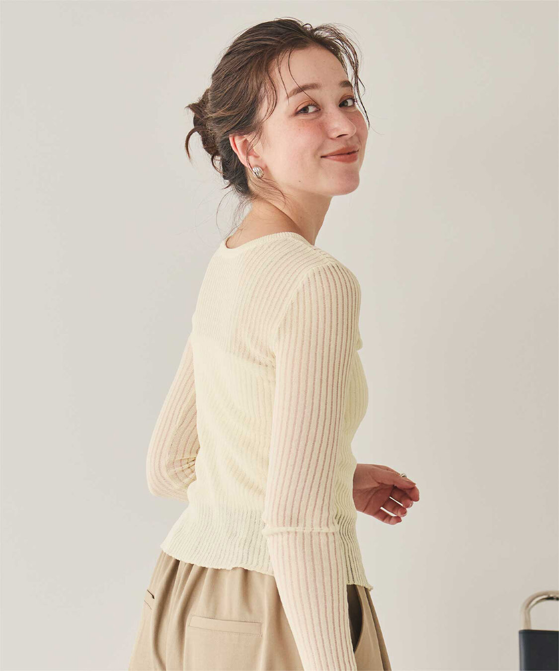 titivate「前後2wayウォッシャブルリブシアーニットカーディガン」|カーディガン|