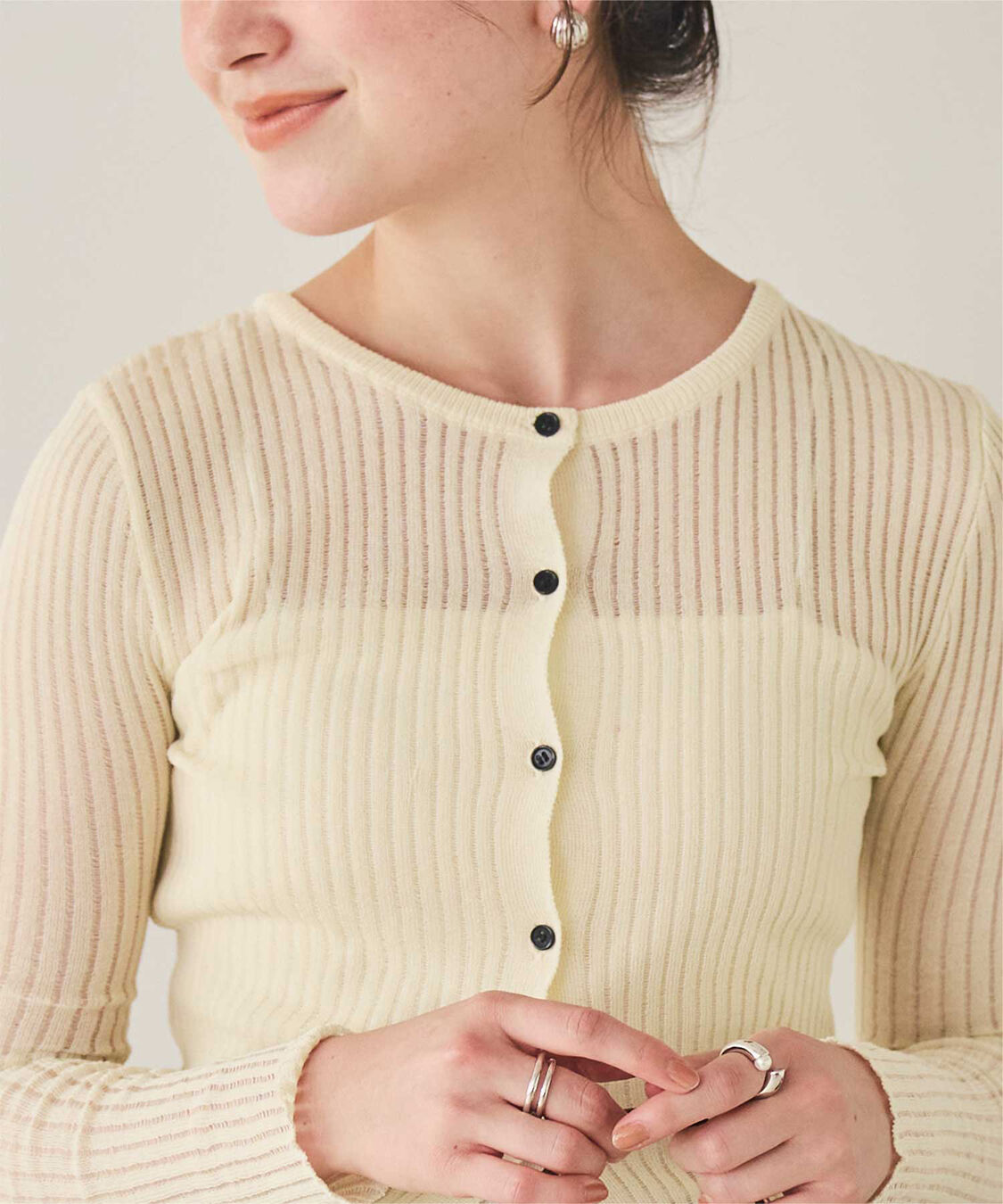 titivate「前後2wayウォッシャブルリブシアーニットカーディガン」|カーディガン|