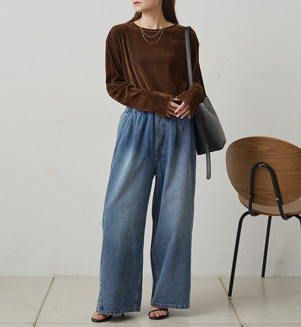  「【リバイバル】ナイロンチュールベロアクルーネックカットソー」|プルオーバー|