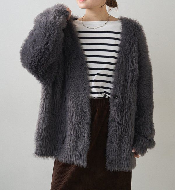  「シャギーニットVネックカーディガン」|カーディガン|