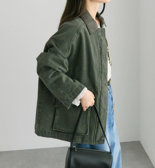  「フェイクレザー襟カバーオールジャケット」|テーラードジャケット|