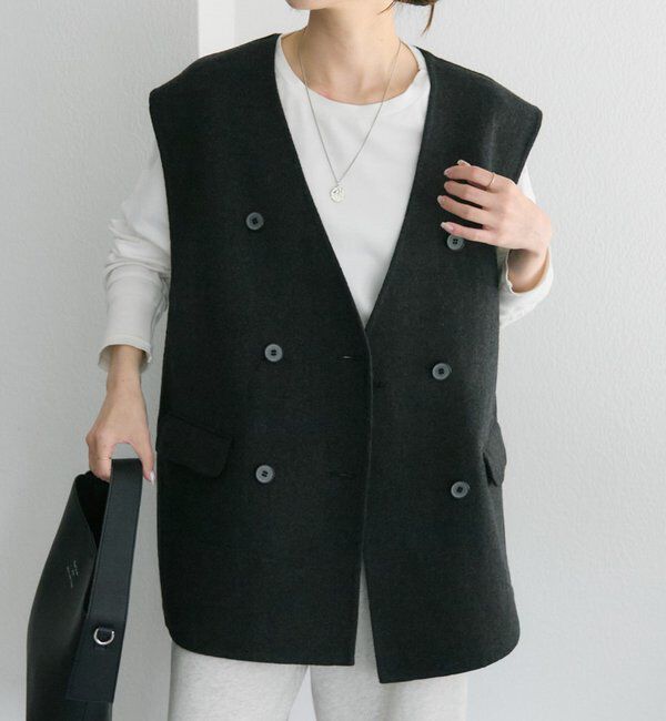  「ハンドメイド風ウール混ジレベスト」|ダウンベスト・ベスト|