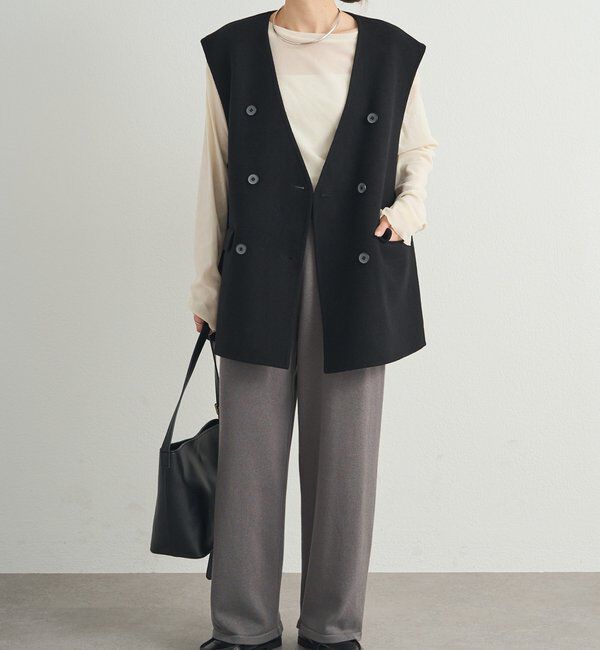  「ハンドメイド風ウール混ジレベスト」|ダウンベスト・ベスト|