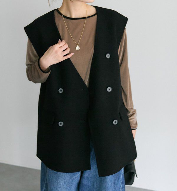  「ハンドメイド風ウール混ジレベスト」|ダウンベスト・ベスト|