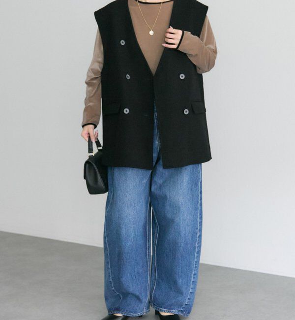  「ハンドメイド風ウール混ジレベスト」|ダウンベスト・ベスト|