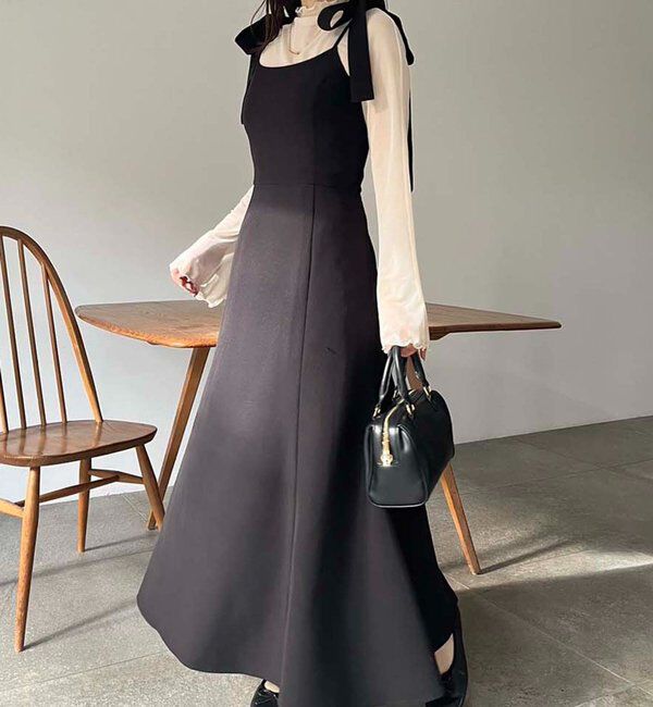  「【新色追加】着痩せ効果抜群/マイナス5キロ見えキャミワンピ」|ワンピース|