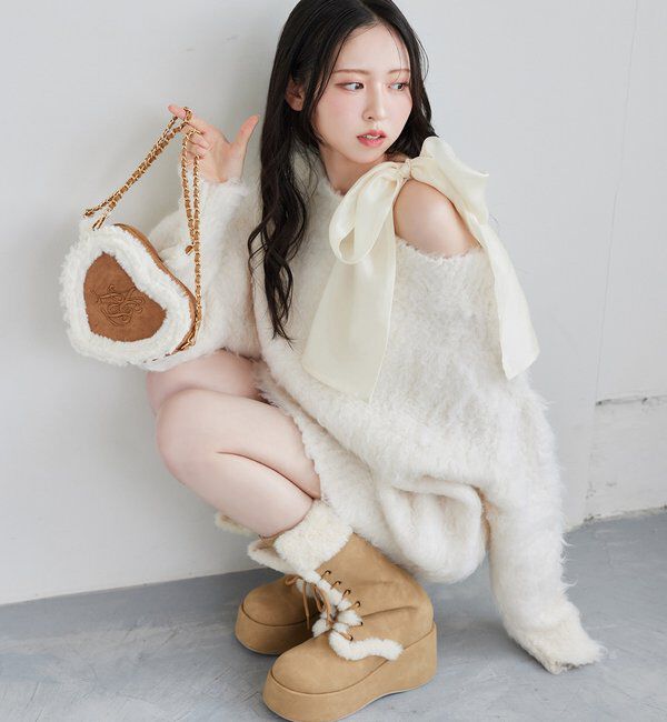  「ハートスエードロゴショルダーバッグ」|ショルダー・メッセンジャー|