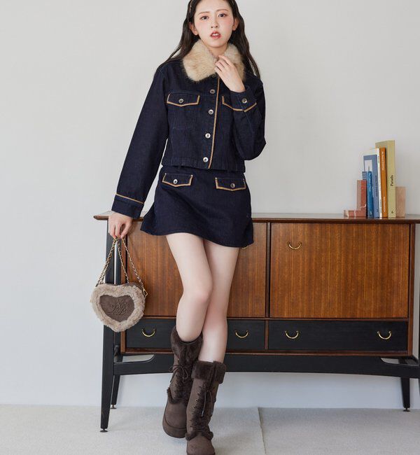  「ハートスエードロゴショルダーバッグ」|ショルダー・メッセンジャー|