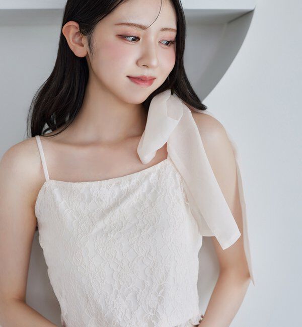  「肩リボンレースキャミ／リボン取り外し可」|プルオーバー|