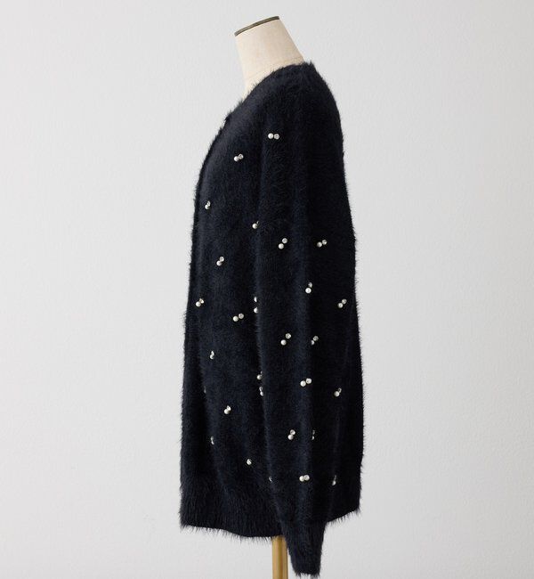  「ビジューフェザーロングカーデ」|ニット・セーター|
