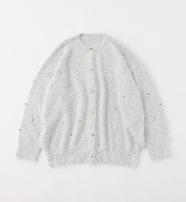  「ビジューフェザーロングカーデ」|ニット・セーター|