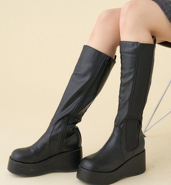  「【マイナス3キロ見え/SNSで話題】厚底サイドゴアロングブーツ」|その他|