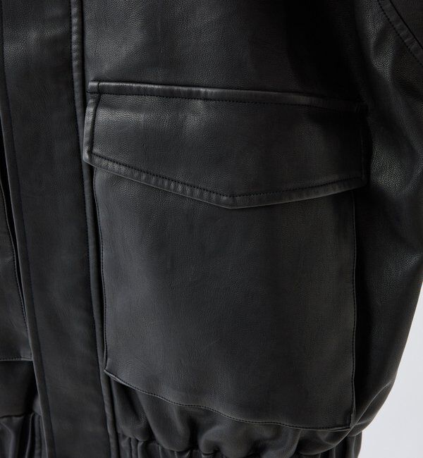  「WEB限定【ロングシーズン活躍！】オーバーサイズ合皮ブルゾン」|ダウンベスト・ベスト|