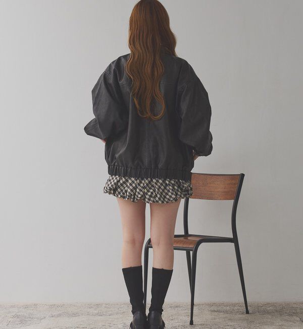  「WEB限定【ロングシーズン活躍！】オーバーサイズ合皮ブルゾン」|ダウンベスト・ベスト|