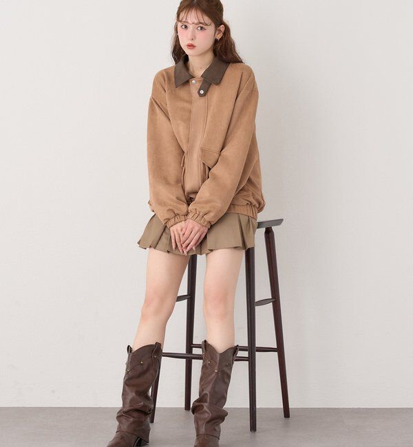  「WEB限定【ロングシーズン活躍！】オーバーサイズ合皮ブルゾン」|ダウンベスト・ベスト|