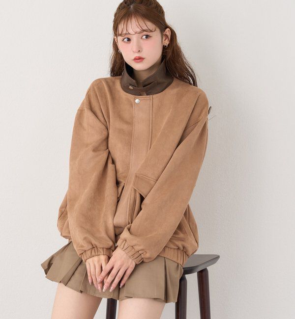  「WEB限定【ロングシーズン活躍！】オーバーサイズ合皮ブルゾン」|ダウンベスト・ベスト|