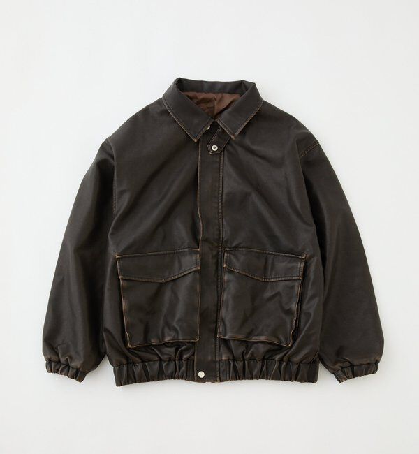  「WEB限定【ロングシーズン活躍！】オーバーサイズ合皮ブルゾン」|ダウンベスト・ベスト|