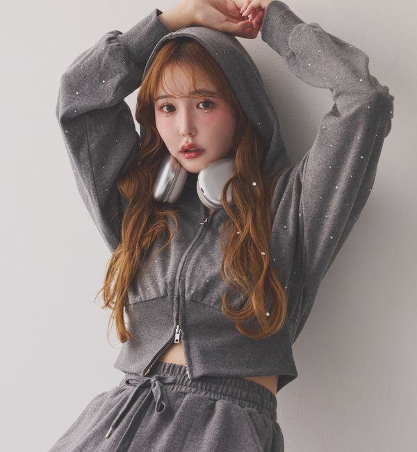  「セットアップ対応／ビジューパーカー」|プルオーバー|