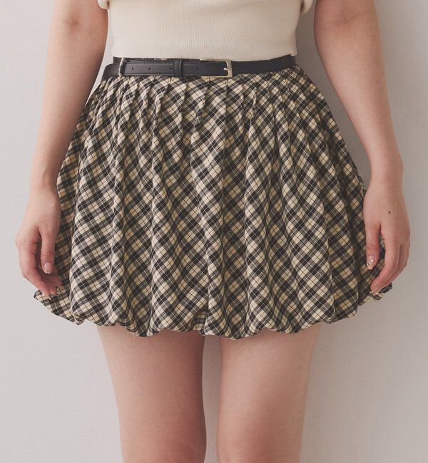  「ベルト付きプリーツバルーンミニスカート」|スカート|