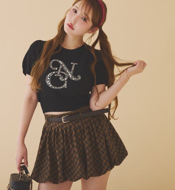  「ベルト付きプリーツバルーンミニスカート」|スカート|