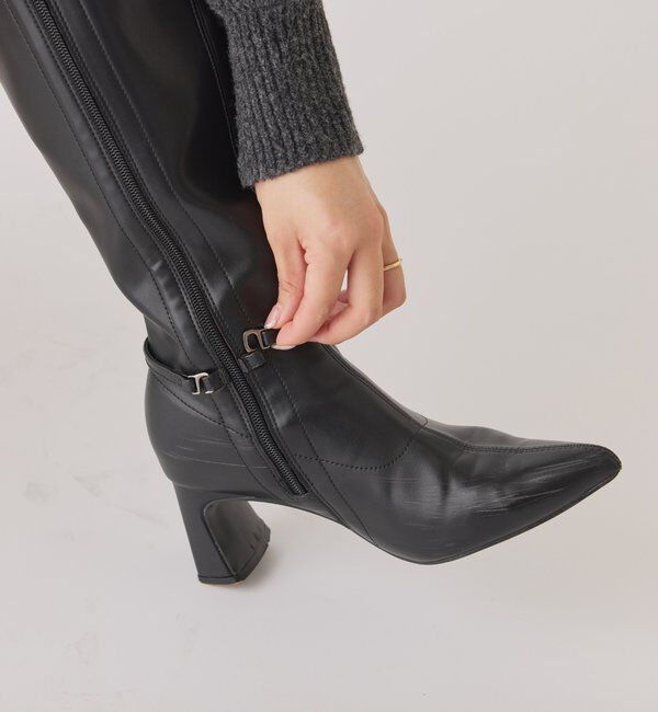  「【リボン取り外し可能】ポインテッドストレッチブーツ」|その他|