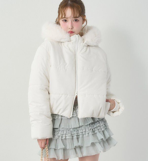  「ファー付きショートフェイクダウン」|ダウンベスト・ベスト|
