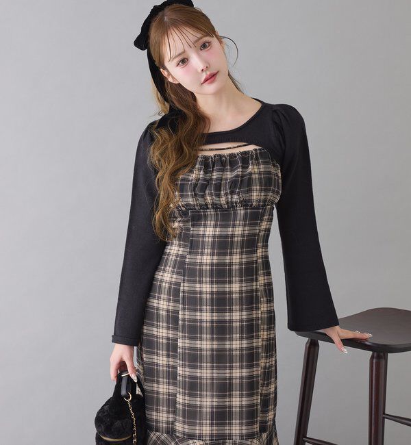 「２枚セットチェックワンピ」|ワンピース|