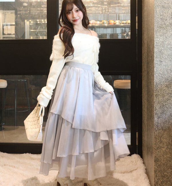  「パール&times;ビジューオフショルニット」|ニット・セーター|