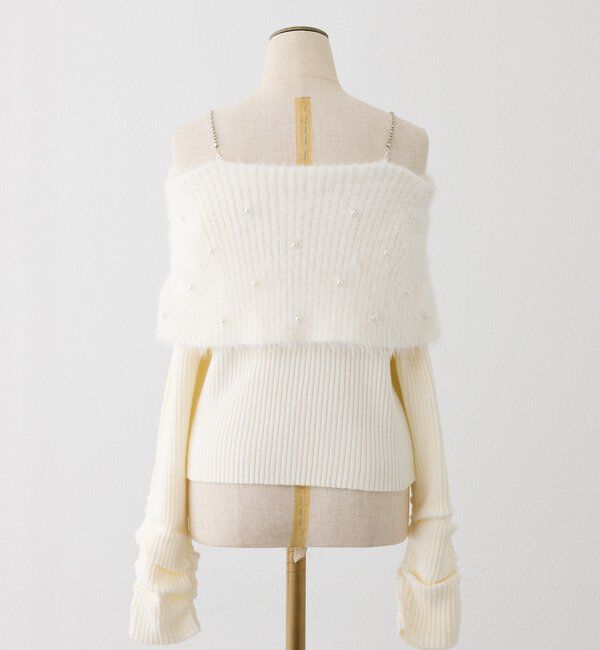  「パール&times;ビジューオフショルニット」|ニット・セーター|