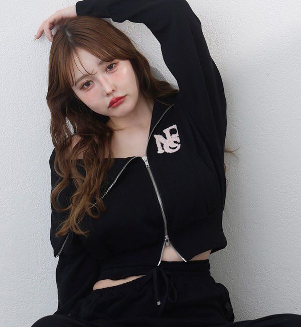  「【セットアップ可能】セーラーカラーロゴスウェット」|プルオーバー|ブラック