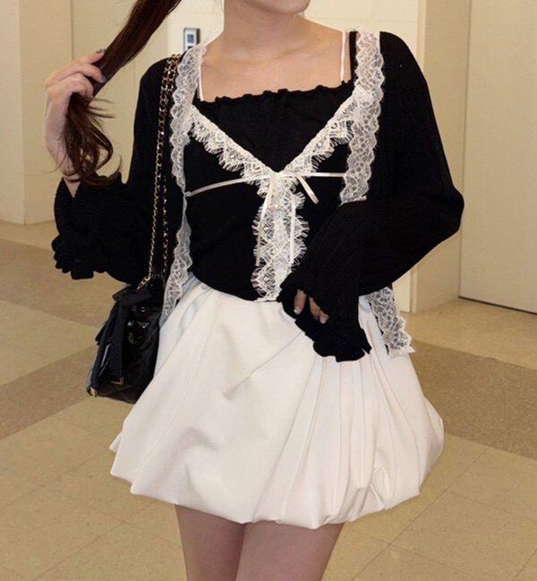  「レース付きニットビスチェ」|ニット・セーター|