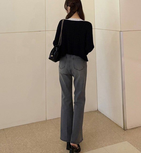  「レース付きリブカーディガン」|ニット・セーター|