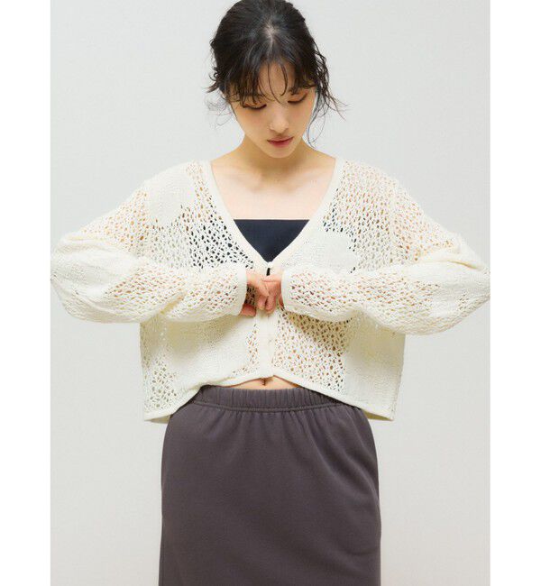 MIDIUMISOLID「MIDIUMISOLID for Ladies レースメッシュカーディガン」|ニット・セーター|