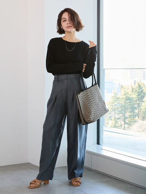 Te chichi「シャイニー2タックパンツ」|その他|チャコールグレー