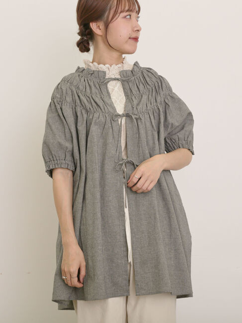 Samansa Mos2「前後2WAYリボンギャザーブラウス」|シャツ・ブラウス|