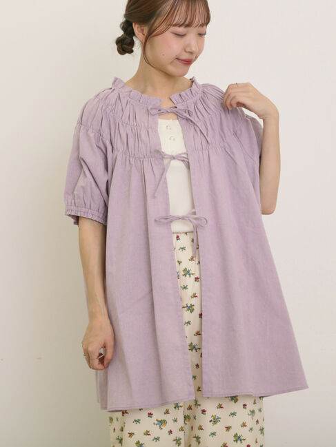 Samansa Mos2「前後2WAYリボンギャザーブラウス」|シャツ・ブラウス|