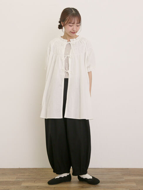 Samansa Mos2「前後2WAYリボンギャザーブラウス」|シャツ・ブラウス|