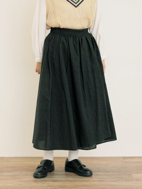 Samansa Mos2「【Cross&times;Linen】ラップ風スカート」|スカート|ブラック