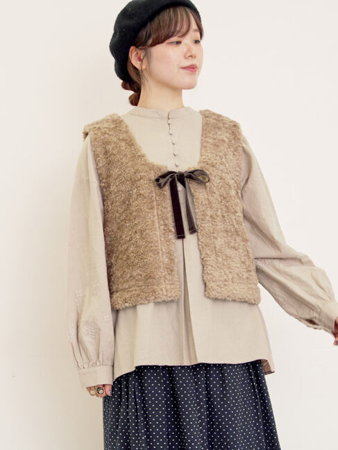 Samansa Mos2「前後2WAYボアベスト」|ダウンベスト・ベスト|