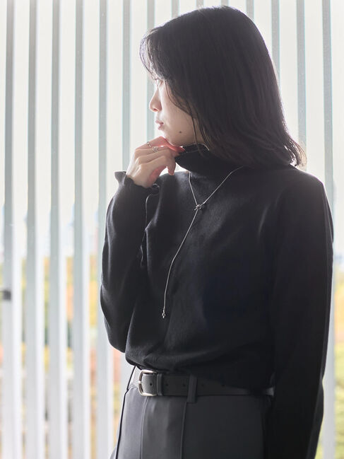 Samansa Mos2 blue「フリル衿ニットプルオーバー」|ニット・セーター|