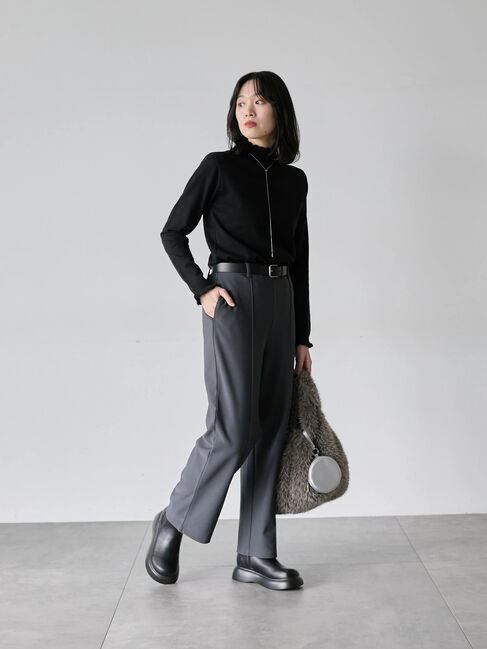 Samansa Mos2 blue「フリル衿ニットプルオーバー」|ニット・セーター|