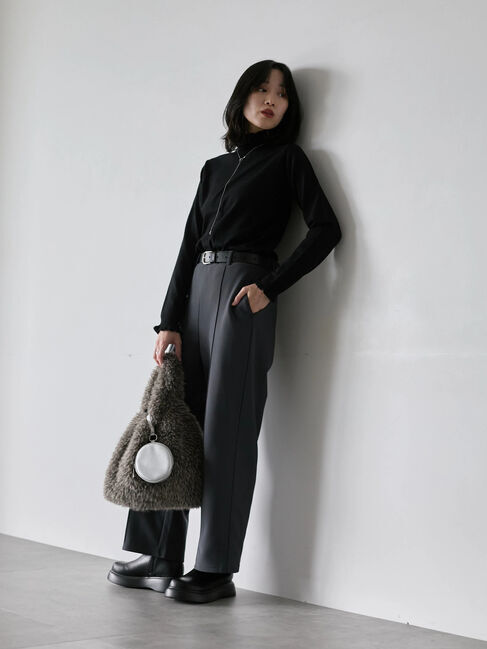 Samansa Mos2 blue「フリル衿ニットプルオーバー」|ニット・セーター|