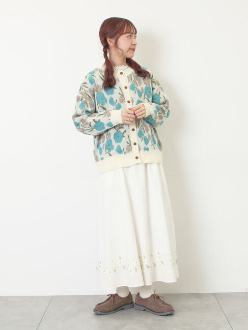 Samansa Mos2「ループ花柄ジャガードニットカーディガン」|カーディガン|