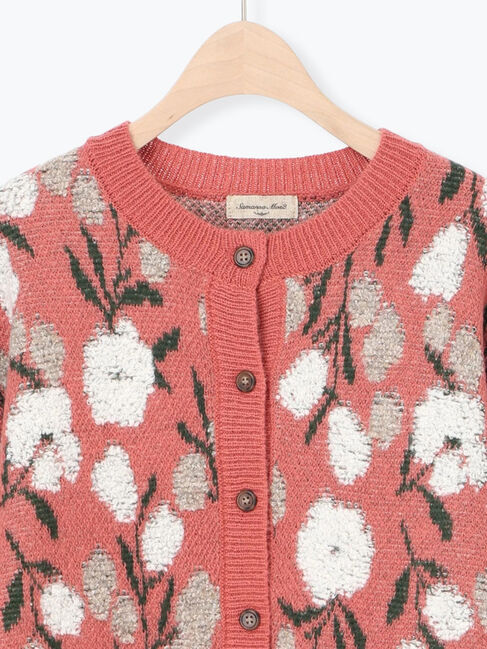 Samansa Mos2「ループ花柄ジャガードニットカーディガン」|カーディガン|