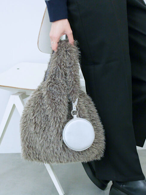 Samansa Mos2 blue「フェイクファーマルシェバッグ」|その他|グレー